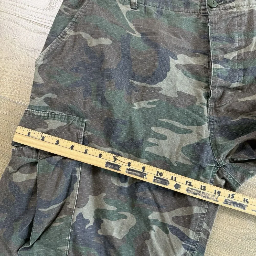 Brandit Shorts Men 4XL Woodland Camo Rip Stop Cargo Adjustable Waist Military